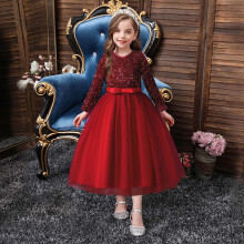 Pailletten-Spitzenkleider für Blumenmädchen, Hochzeiten, Kommunionen, Kinder, Prinzessinnen, Festumzüge, formelle Partys, lange Maxikleider