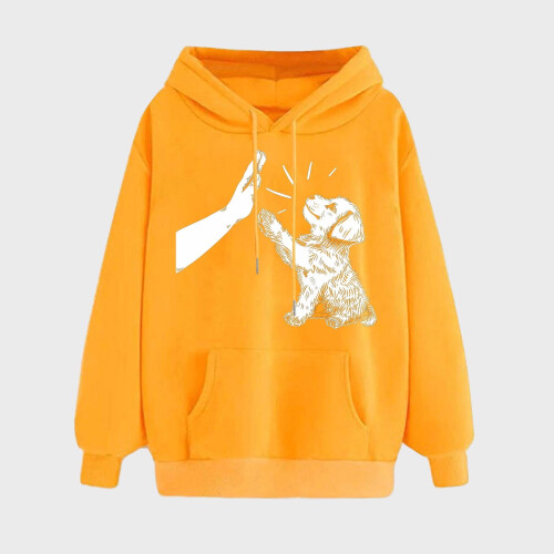 Gule damehættetrøjer med lange ærmer og snøretræk, efterår/vinterpullover, valentinsdagsgave til hende 1