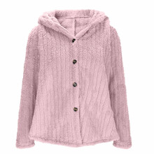 Veste polaire douce pour femme, manteau d'hiver Ă capuche, fermeture Ă boutons-pression, couleur unie, doublure thermique