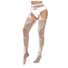 Meias até a coxa femininas com strass, lingerie sexy, pijamas, roupa íntima, meias, macacão, meia-calça arrastão, meia-calça branca.