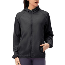 Imperméable femme, coupe-vent, léger et respirant, à capuche, idéal pour l'automne et la saison des pluies. Couleur : noir, taille M.