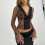 Dammode Långärmade Toppar Leopardtryck Spets Sommarkvinna Mesh Garn Cardigan 2