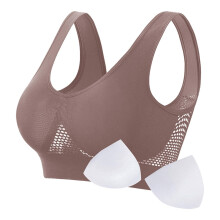 lulshou Sportbeha in de uitverkoop: Naadloze sportbeha voor dames, zonder beugel, yogabeha, racerback, hardloopbeha met uitneembare pads (bruin, XXL)