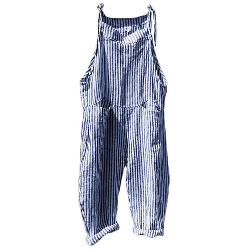 Macacão feminino casual listrado e descontraído