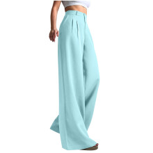 lulshou Pantaloni da donna eleganti Primavera e autunno Pantaloni da completo a gamba dritta Pantaloni a vita alta tinta unita Versatili per ufficio