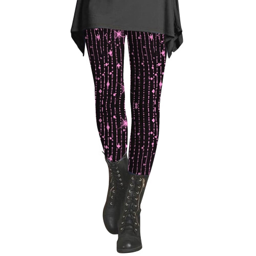Γυναικείο κολάν με στάμπα Sequin, μοντέρνο, casual, αδυνατιστικό παντελόνι, ροζ 1