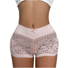 Fashion Womens Boxers Sexy Seamless Underwear Boxer Shorts Breathable Lace Strapcross Underwear,Pink