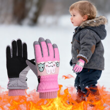 Stijggn Tod-dler Snow Gloves Gloves for Winter Ski Gloves, Warmest Waterproof and Breathable Snow Gloves for Cold Weather for Ch-ildren Aged 6-15