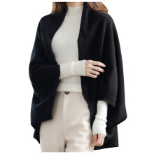 Xale feminino macio, solto, leve e quente, tricotado, ideal para o inverno. Cor: Preto. Tamanho único.