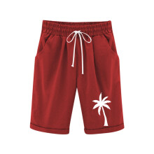 Bermuda feminina para meninas, comprimento até o joelho, perna reta, shorts longos casuais com cordão e cintura elástica para praia, tamanho 3-4