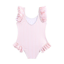 Baby meisjes zwemkleding peuter meisje badpak met ruches en strepen mouwloos badpak eendelig baby meisjes badpak maat 6T (roze 6 jaar)