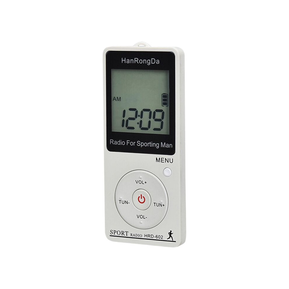 Hanrongda Fm Am Pocket Radio Rchargeable Sports Radio Led Display With Pedometer Earbuds Portable Radio White 6033075568377