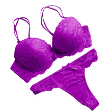 Women's Lingerie Set Valentine's Day 2025 Fashion Sexy Lace Underwear Pajamas Embroidered Ladies Steel Rings Intimates Set Purple