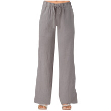Pantalones de mujer para el trabajo, con bolsillos, anchos, holgados, de lino liso, talla pequeña.