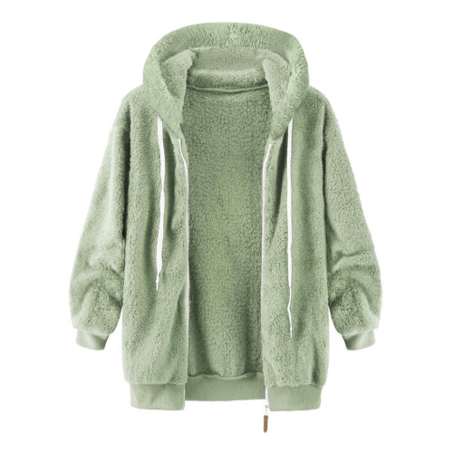 Cappotto invernale casual da donna caldo foderato in pile con cappuccio 1