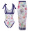 Maiô feminino de uma peça com alça única e saia longa estampada. 7
