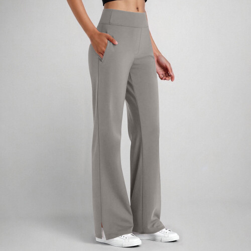 Lässige, einfarbige Damen-Yogahose mit elastischem Bund 1