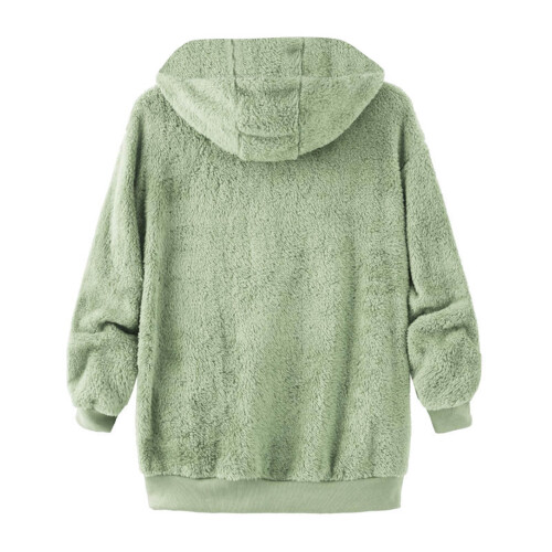 Cappotto invernale casual da donna caldo foderato in pile con cappuccio 2