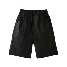 Casual shorts voor jongens en meisjes, effen kleur, elastische taille, sportshorts met zakken, trendy gymshorts voor kinderen, zwart, 8-9 jaar