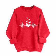 Damen-Sweatshirt mit rotem Valentinstags-Liebesprint und Rundhalsausschnitt, weicher, lässiger Pullover – passend für Alltagsoutfits und zum
