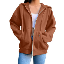 Damen-Sweatshirt mit Reißverschluss, Kapuze, langärmlig, Oversize-Schnitt, Fleecejacke mit Taschen, Größen S-3XL