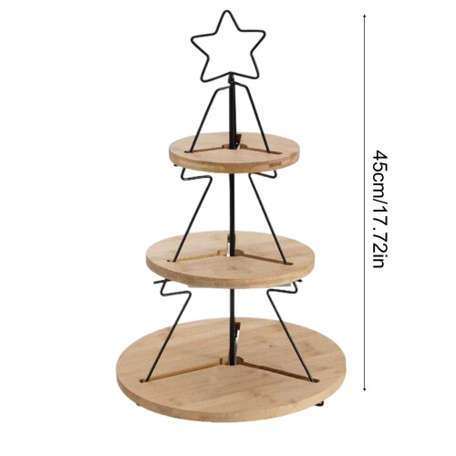 Kerstboom 3-laags houten taartstandaard 2