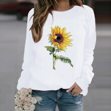 Modische Pullover-Sweatshirts für den Winter, Damen-Freizeittops mit Sonnenblumenmuster, Sweatshirt-Bluse, T-Shirt, Pullover, Herbstoutfits