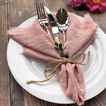 12pcs Cotton Napkins – Raw Bamboo Cotton, Plain Quilt Cheese Cloth, Wedding & Event Decoration, Disposable, Thanksgiving Gauze Towel
