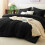 Set copripiumino matrimoniale nero da 7 pezzi con lenzuola e federe 1