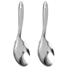 2 cucharas de arroz de acero inoxidable, cucharas sencillas para cocinar, utensilios de cocina y cucharas para servir.
