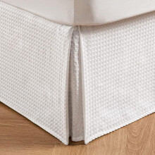 Jupe de lit plissée en tissu gaufré, volant anti-poussière sur mesure, 40 cm de hauteur, facile à installer, lavable en machine (blanc, lit