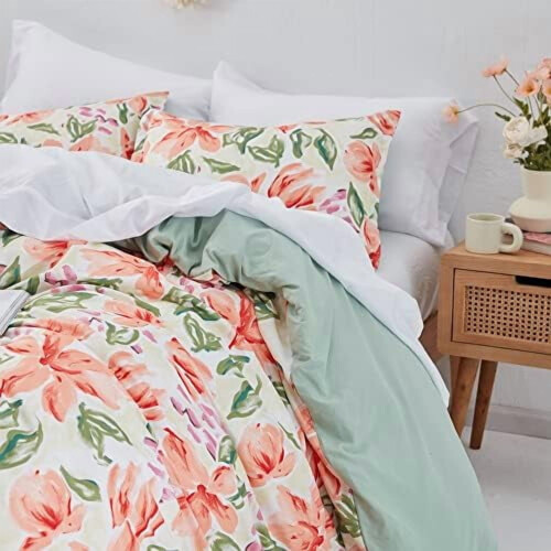 Set copripiumino floreale – Microfibra 120 g/m², matrimoniale/queen size 1