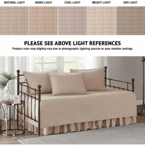 Kienna 5-delige daybedset in blush, gewatteerd polyester 1