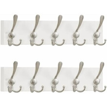 Porte-manteau mural en bois massif blanc avec 5 crochets, 42,9 cm (16,875 po), pour entrée/cuisine/vestiaire/salle de bain – Quincaillerie