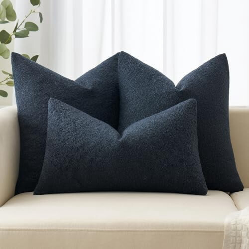 Μαξιλαροθήκες Boucle 20x20 ίντσες, Μπλε σκούρο, Σετ 2 τεμαχίων 2
