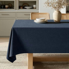 Marineblå dug i bomulds- og hørstof 150 x 300 cm