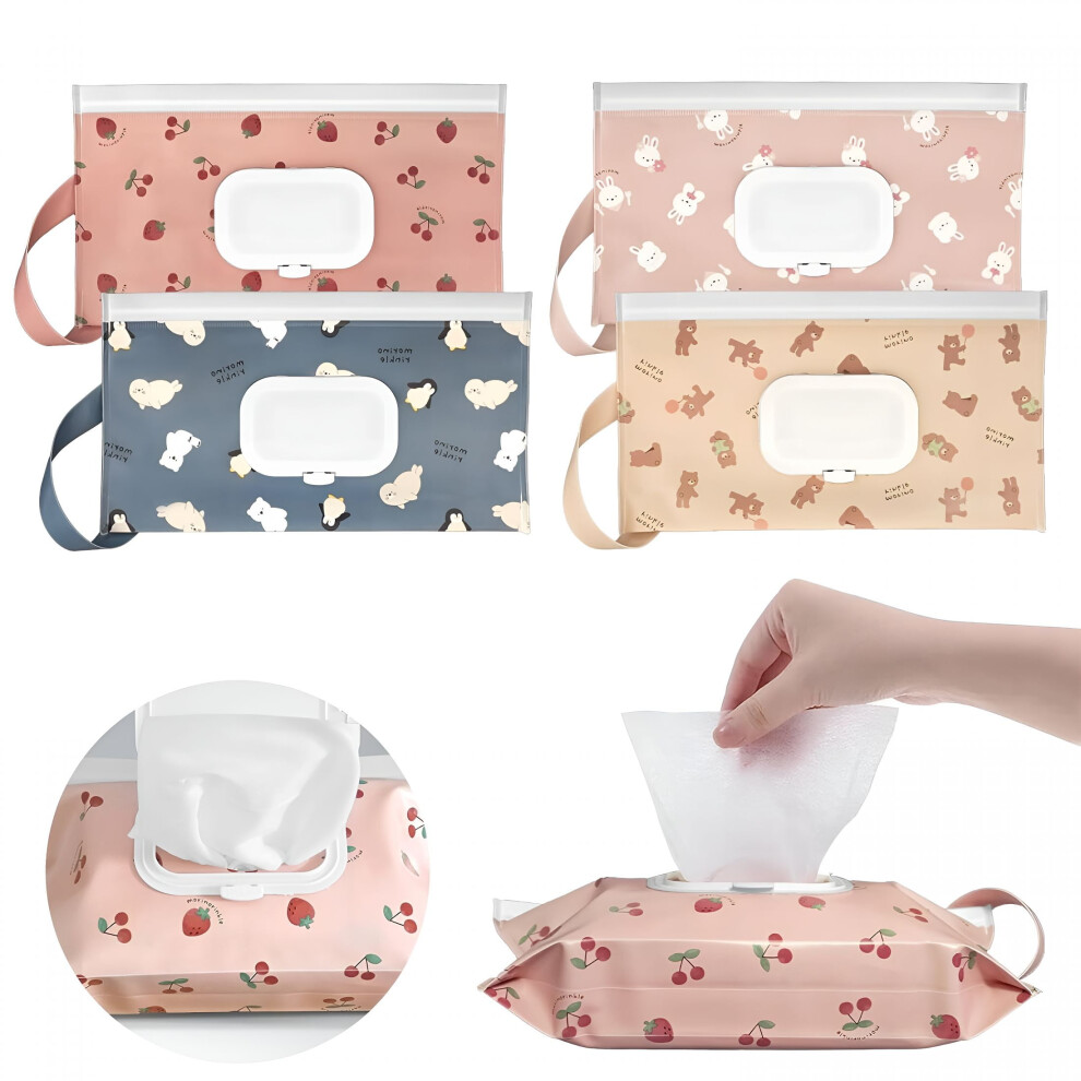 ACDANC 4Pcs Baby Wipes Dispenser, Portable Refillable Wipe Holder with Hanging Loop, Compatible with Most Wet Wipes