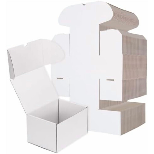 Conjunto de 50 caixas de papelão ondulado branco para envio, correspondência e transporte de mercadorias (7x5x4 polegadas).