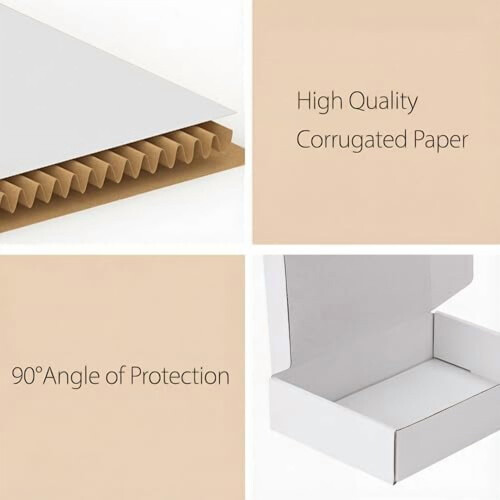 Conjunto de 50 caixas de papelão ondulado branco para envio, correspondência e transporte de mercadorias (7x5x4 polegadas). 2