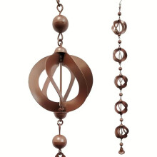 Cadena de lluvia de hierro de 1,1 m con 5 soportes, compatible con canaletas y aleros, reemplazo de drenaje decorativo para jardín.
