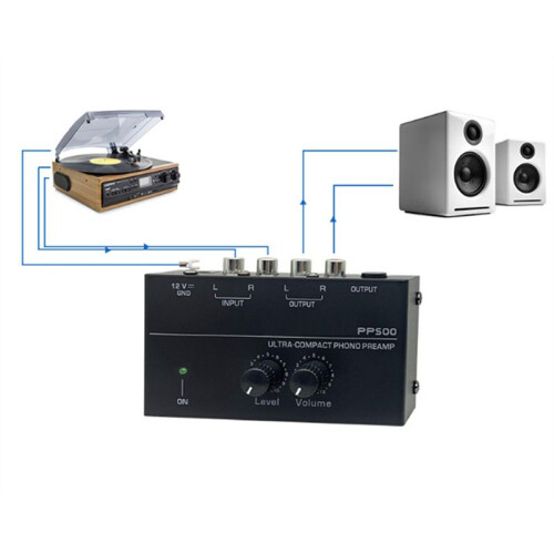 PP500 Record Player Preamplifier Vinyl Turntable Amplifier Preamplifier Turntable Volume Control Amplifier US PLUG 2