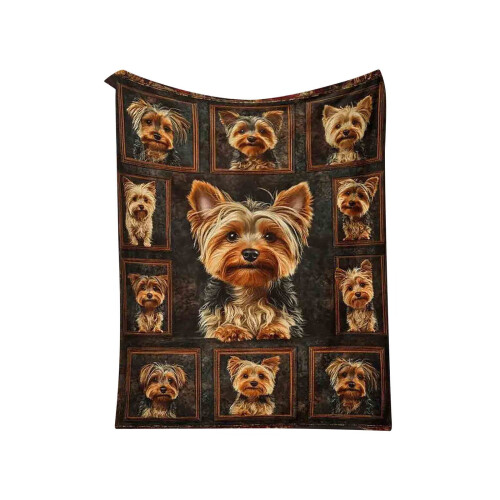 Manta de flanela com estampa de Yorkshire Terrier