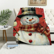 Couverture Patifu Bonhomme de neige – Plaid en flanelle douce pour enfants, femmes et hommes | 152 x 203 cm | Compatible avec les décorations de