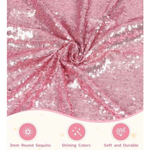 Fuchsia Pink Sequin Tablecloth 60" x 120" 2