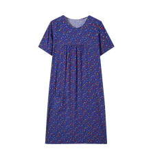 Robe d'intérieur pour femme, en coton imprimé, manches courtes, avec poches, tailles XL à 3XL