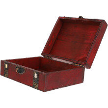 Vintage roodhouten bewaardoos met metalen slot, retro Chinese stijl opbergdoos voor sieraden en accessoires (1 stuk)