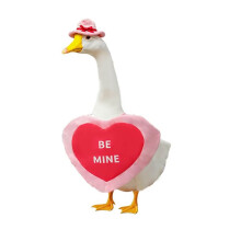 Disfraz de ganso para el porche del Día de San Valentín, estatua de ganso rosa con corazón de 58 cm (23 pulgadas) – Decoración para exteriores,