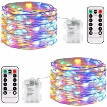 Set van 200 LED's, 20 meter batterijgevoede lichtslinger met afstandsbediening