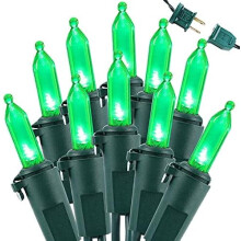 Guirlande lumineuse de Noël verte de 10 m (33 pi) avec 100 DEL, certifiée UL 120 V, connectable et étanche, décoration intérieure/extérieure
