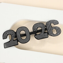 Lunettes à chiffres scintillants 2026 – Monture ronde, 1 paire